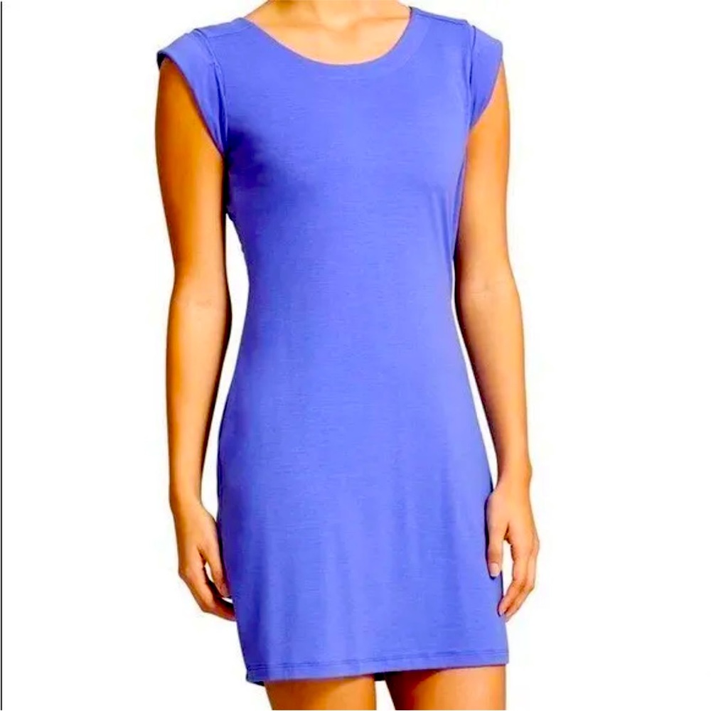 Athleta Charisma Women's Purple Knit Dress~‎ Peek A Boo Back Size Medium
